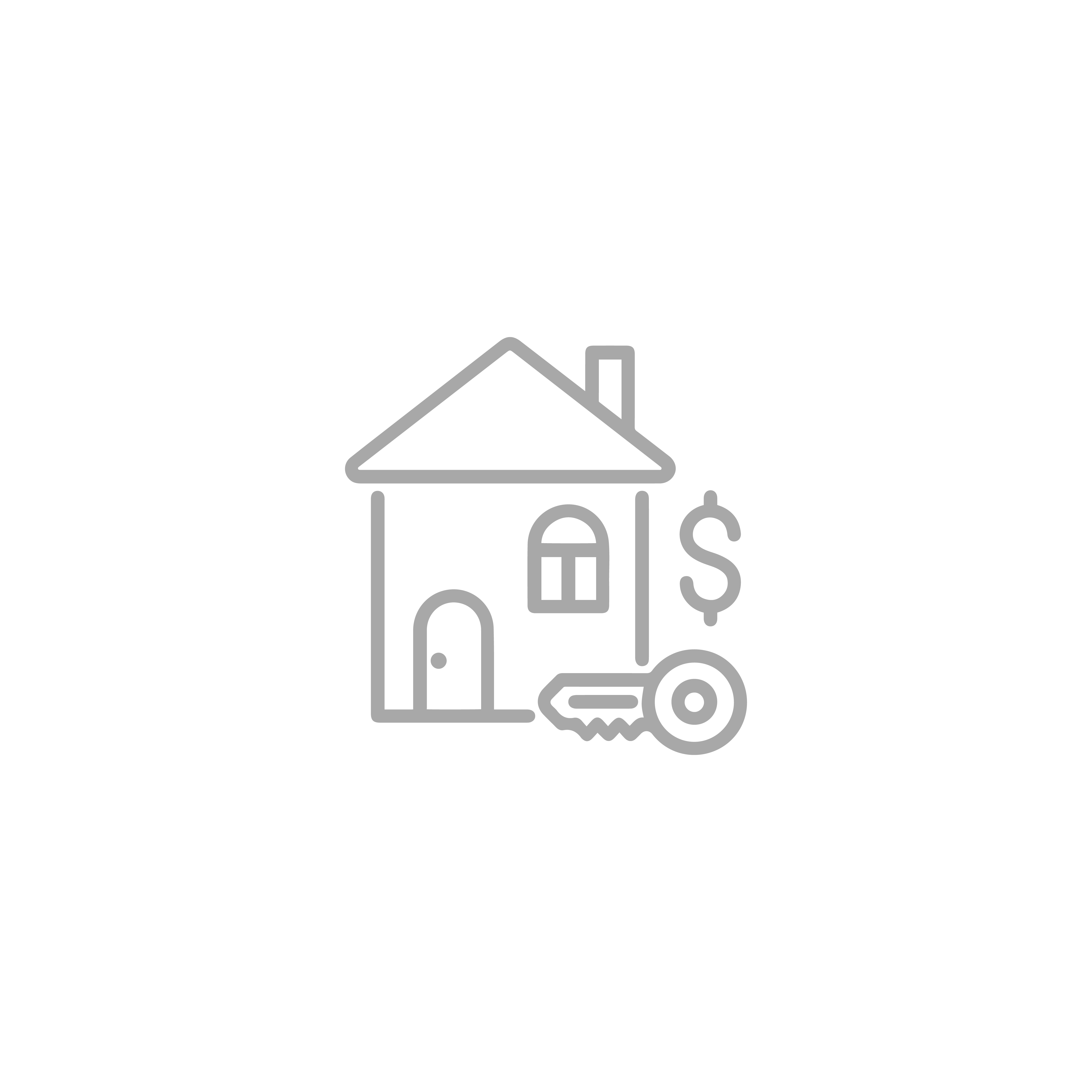 Real estate property with a house, key, and dollar sign, symbolizing homeownership or property inves