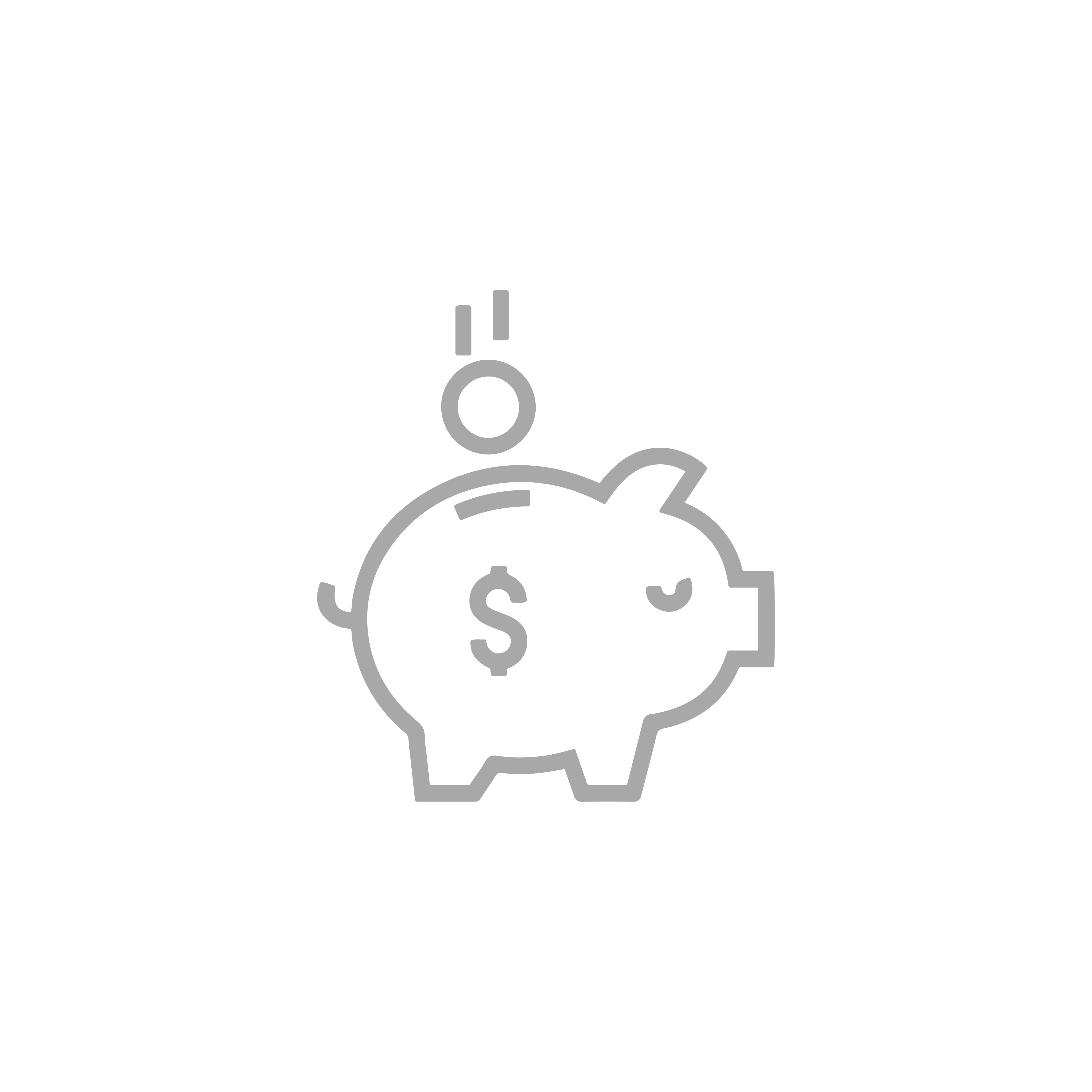 Savings and investment concept represented by a piggy bank and dollar sign on black background.