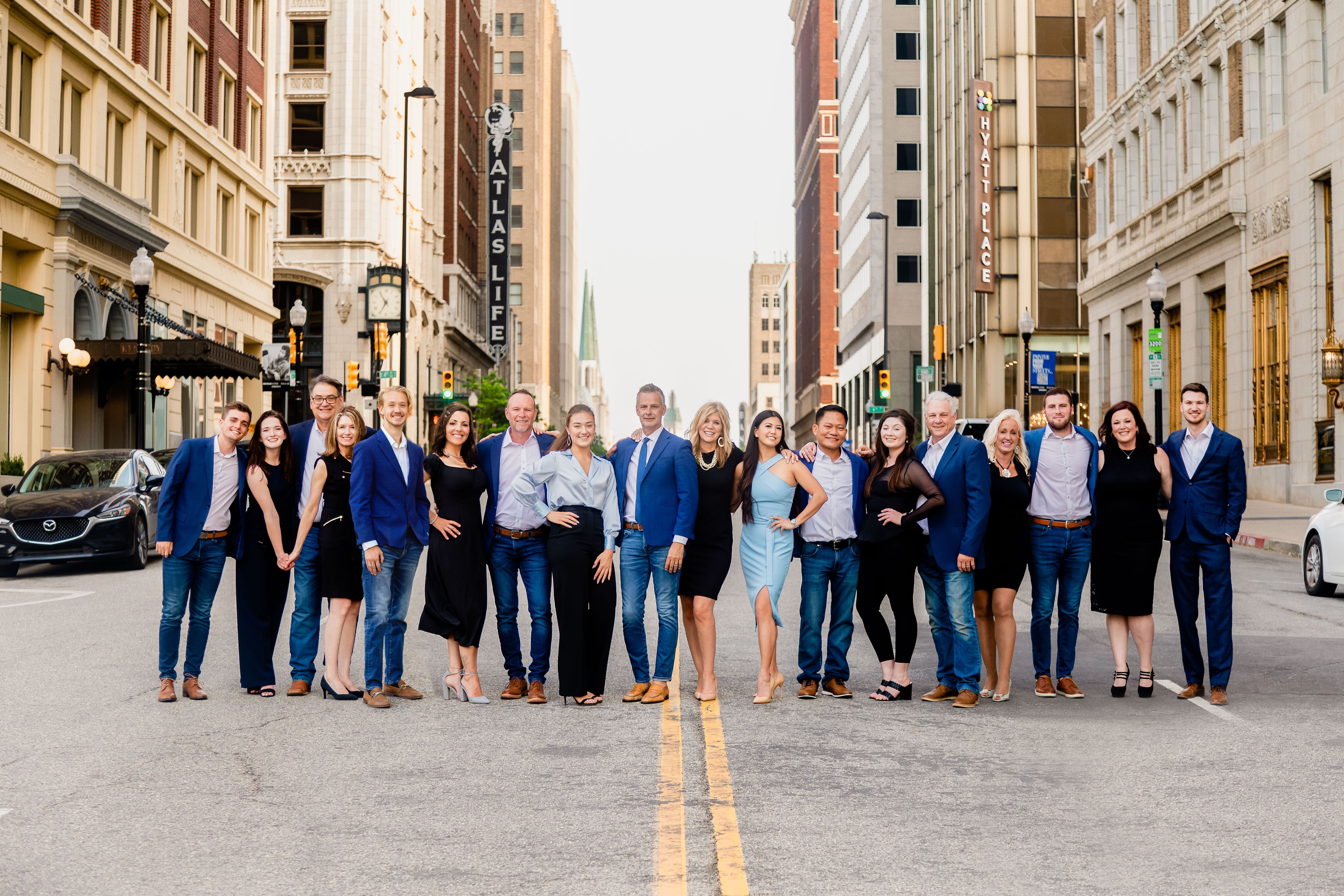 team photo in industrial office