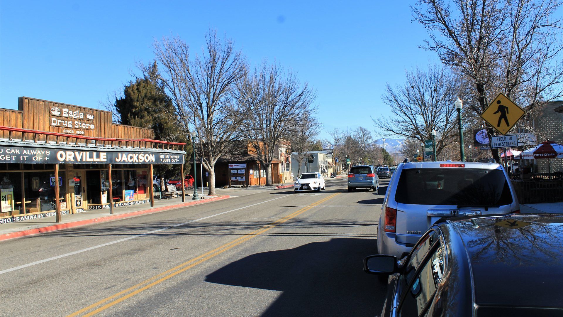 Downtown streetscape in Eagle, Idaho.