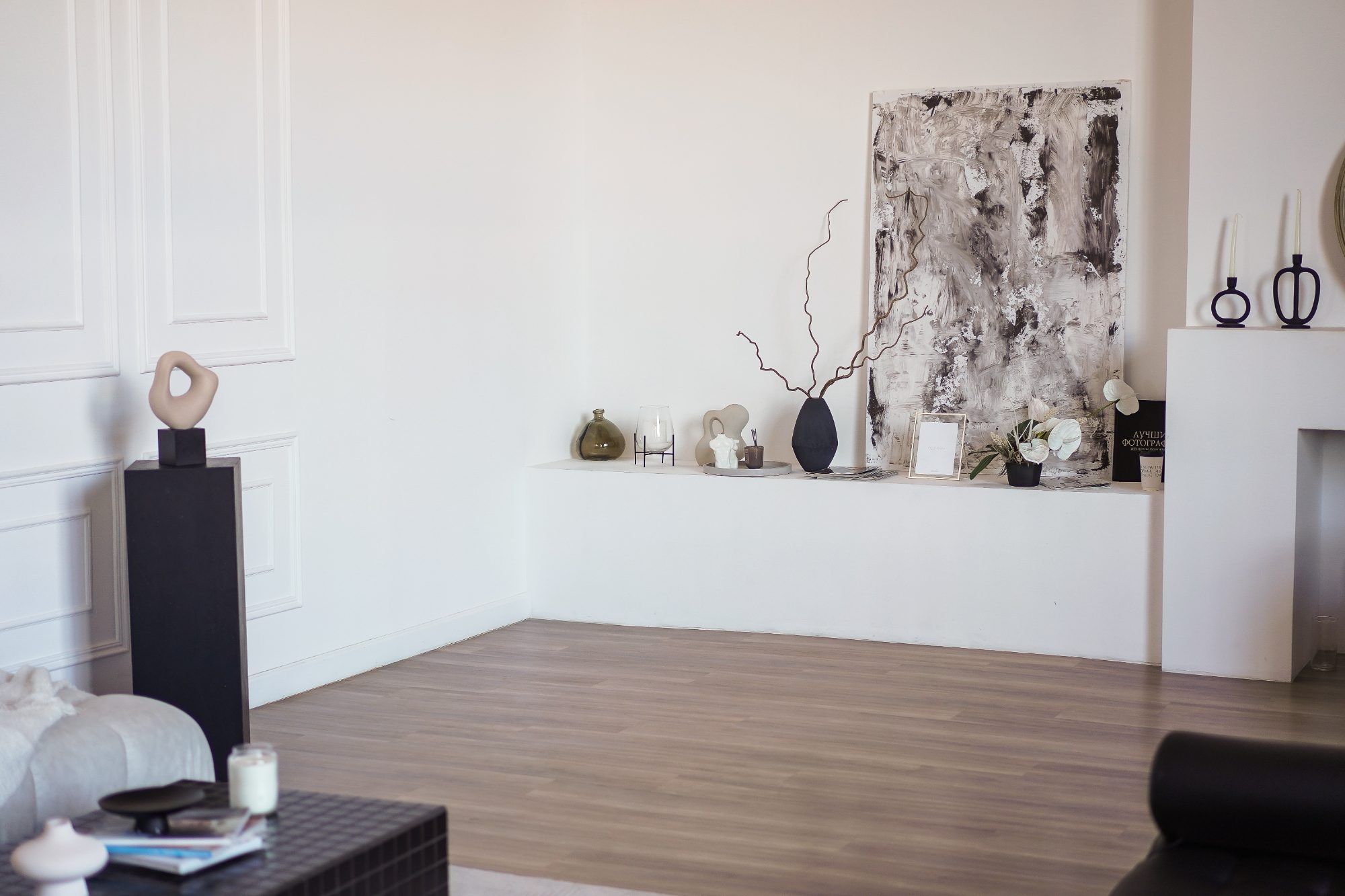 Styled living space in a home prepared for sale