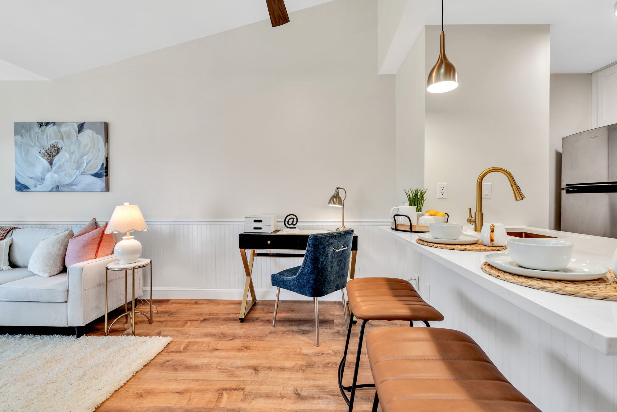 bright interior of living room in house