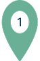 Map location pin icon with the number 1 inside a black circle at the center.