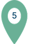 Map marker icon with a number 5 inside a black circle at the center.
