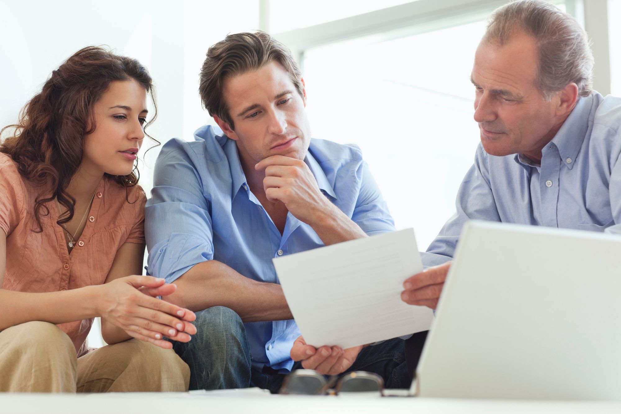 Couple reviews paperwork