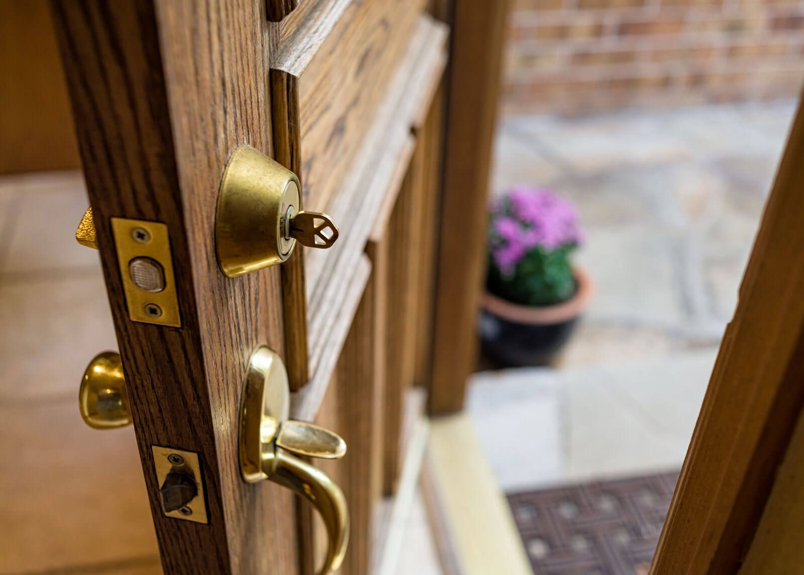 Door ajar with key