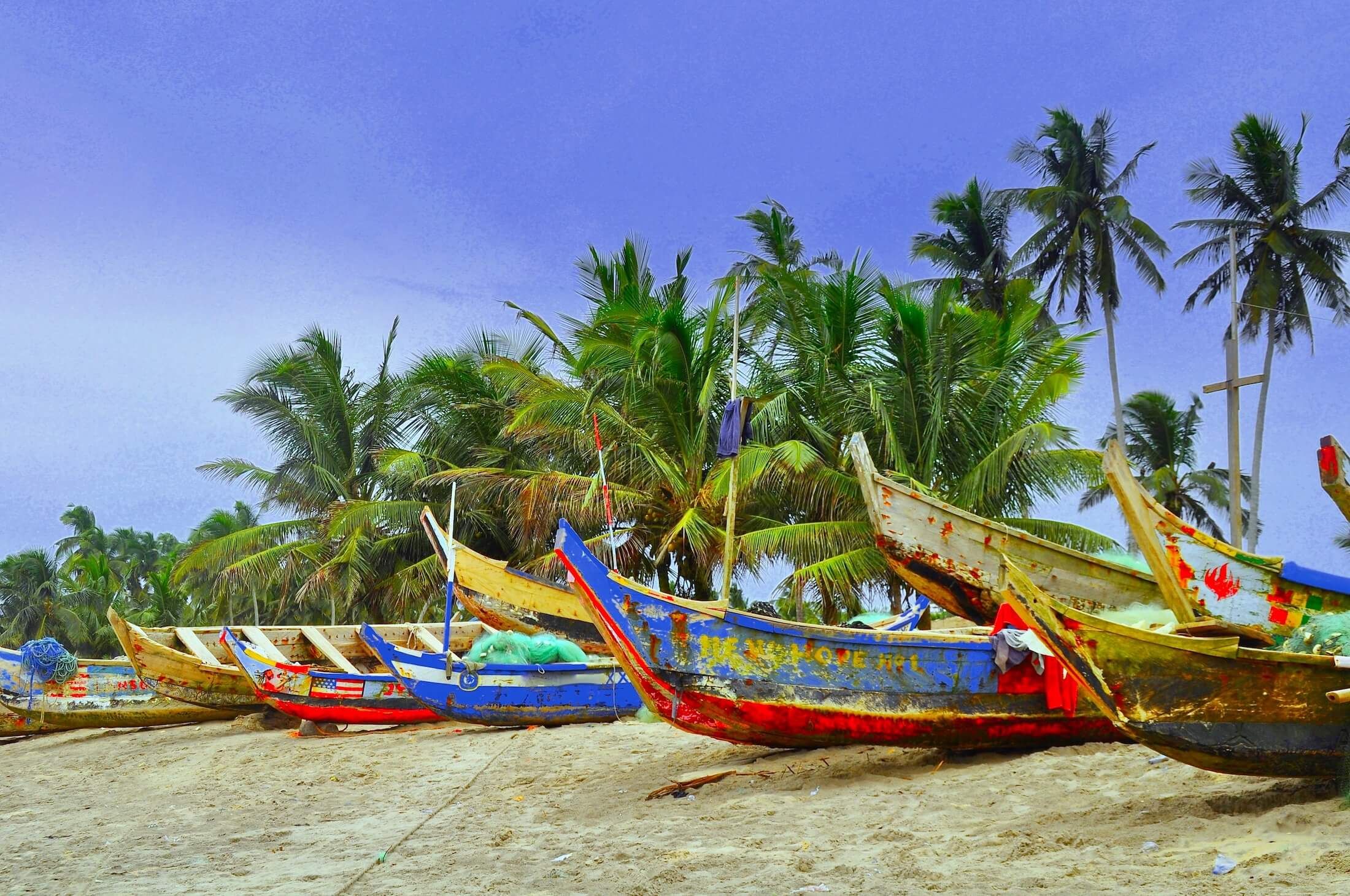colorful boats on beach