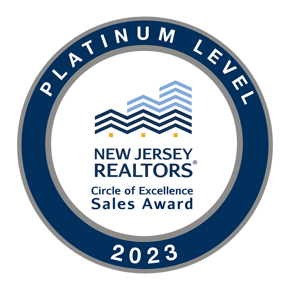 New Jersey Realtors Circle of Excellence Sales Award 2023 Platinum Level badge