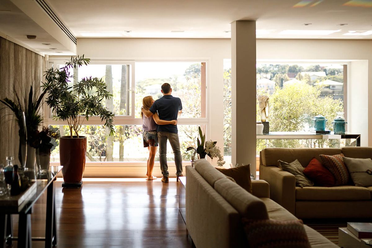 Family views home