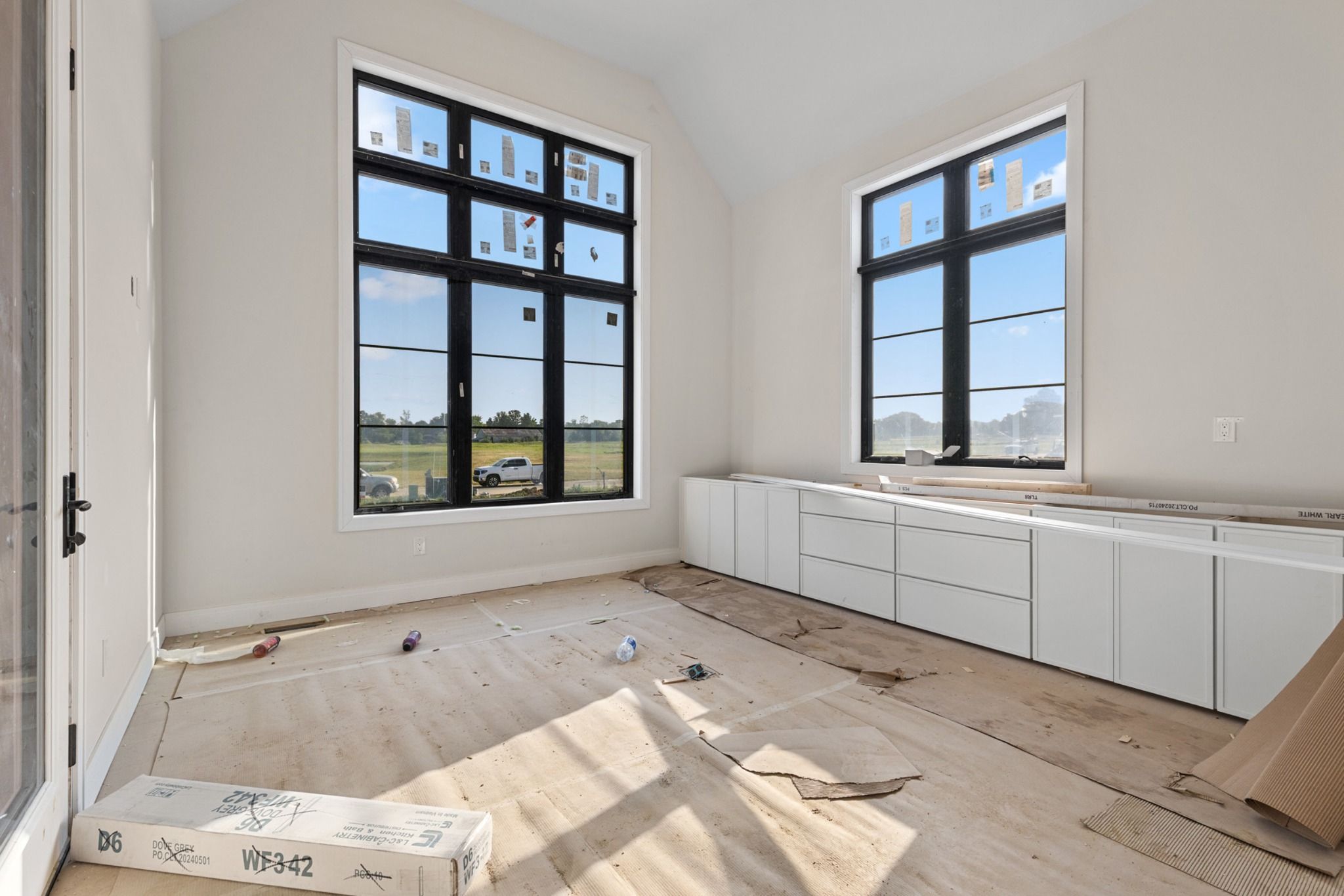 Open room with large windows