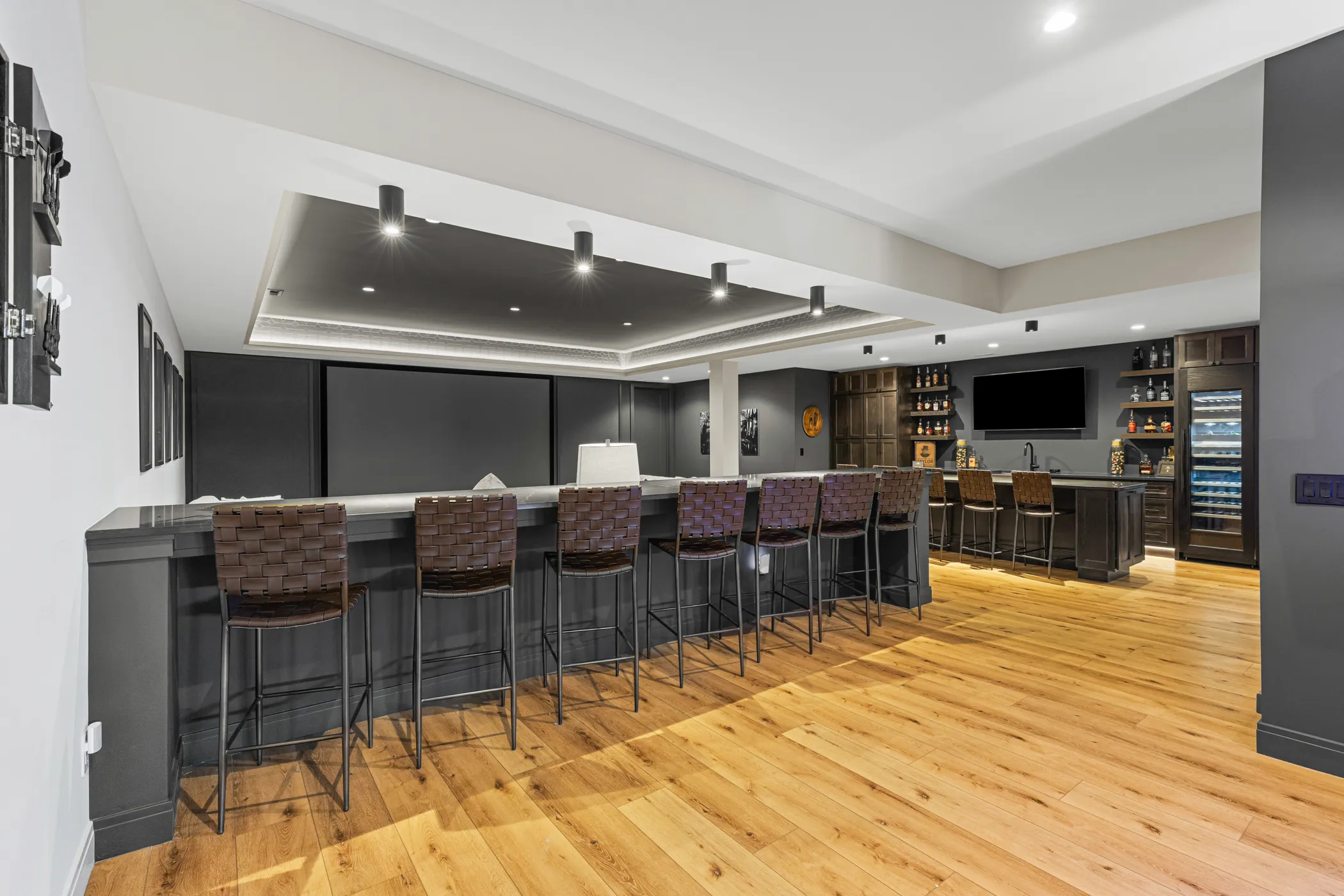 Lower level bar area under construction