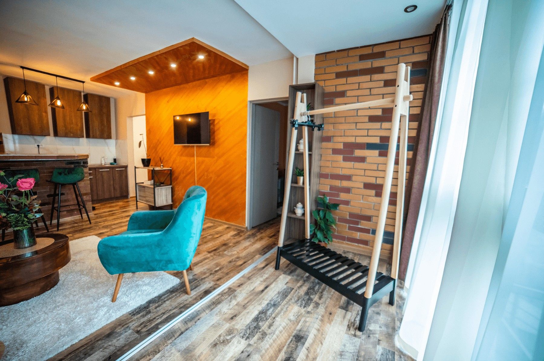 Couple cuddles on couch