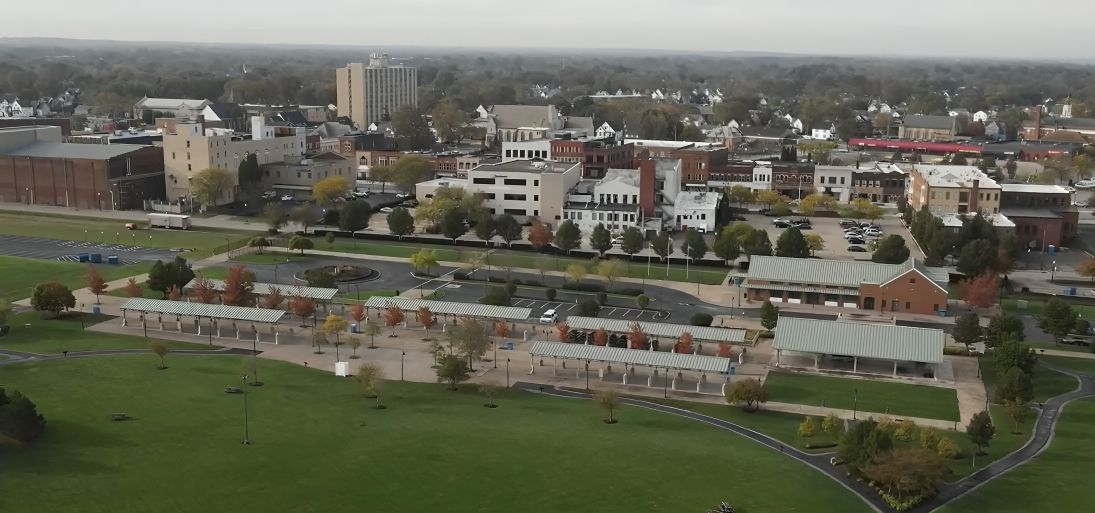 Scenic view of Lorain County homes and Lake Erie
