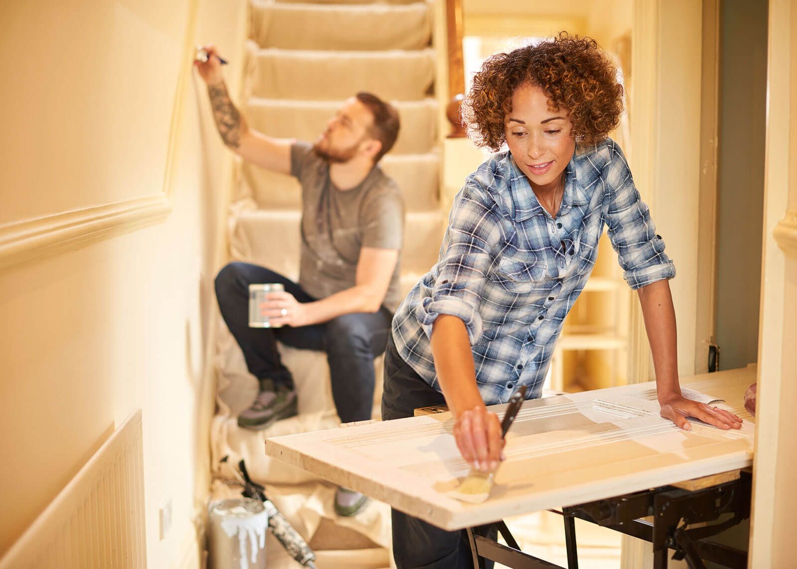 Couple working