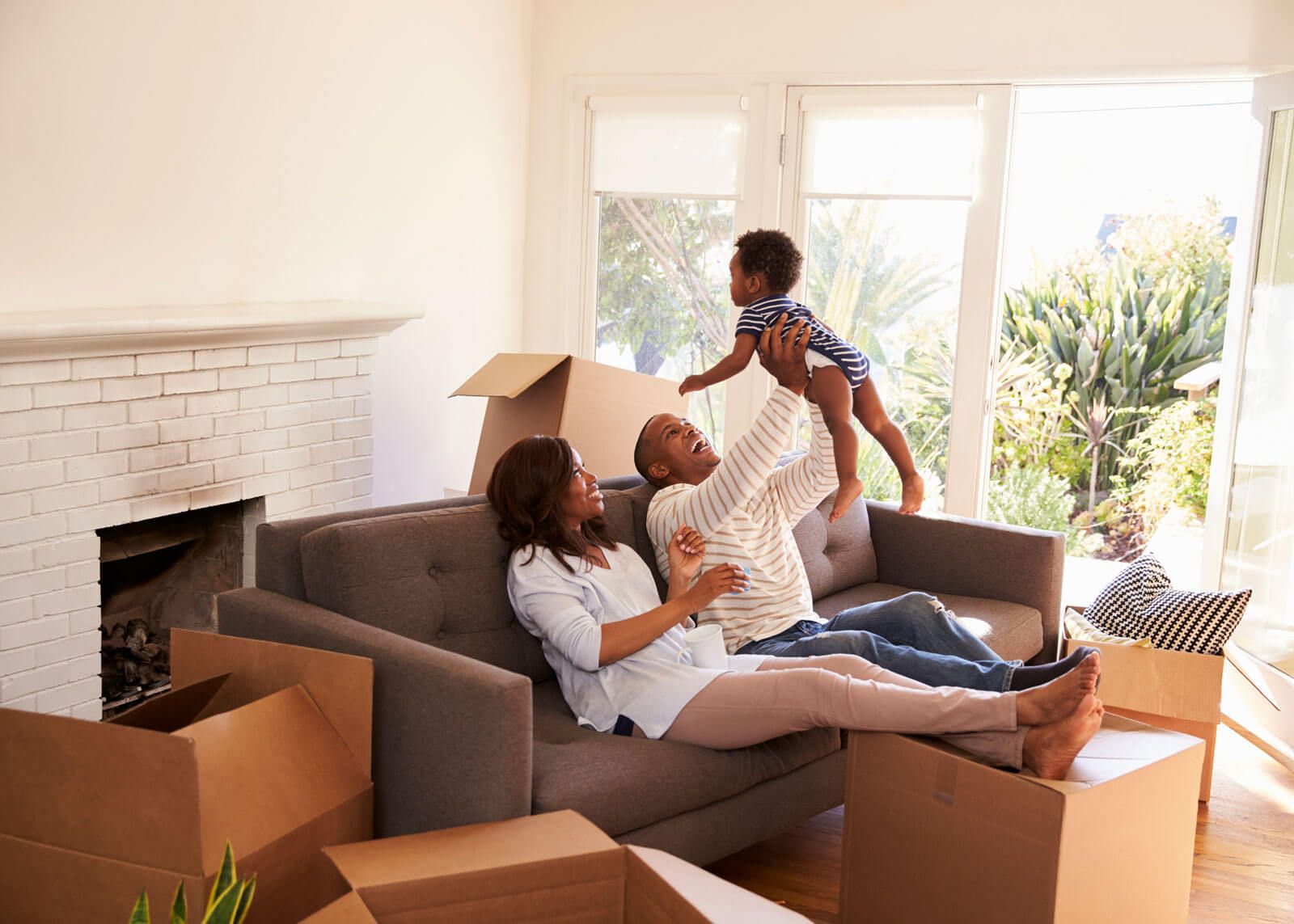 family moving boxes