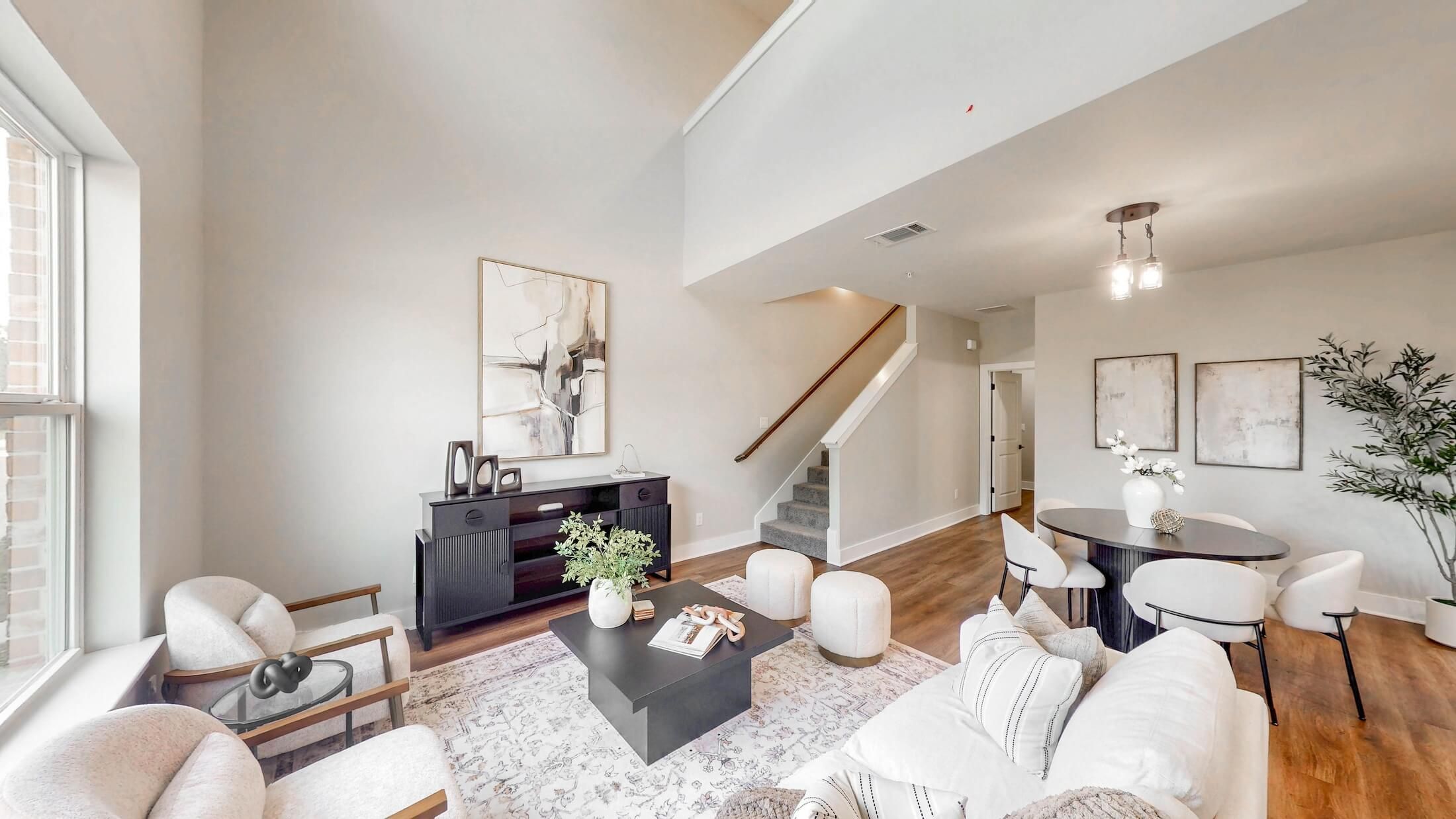 bright interior of living room in house