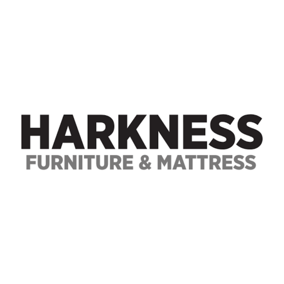 Harkness Furniture & Mattress logo with bold black and gray text on a white background