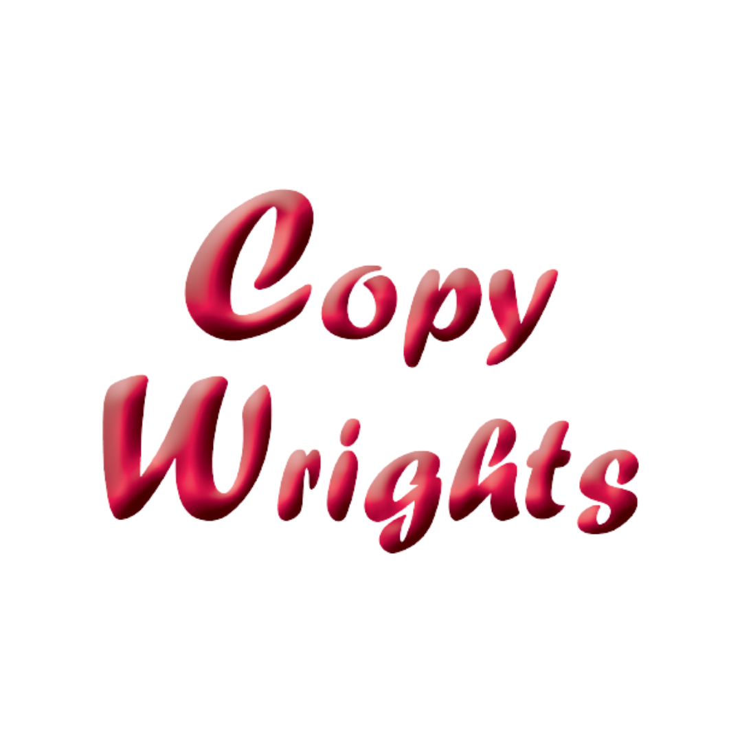 Copy Wrights text in stylish pink and red 3D cursive font on a white background.