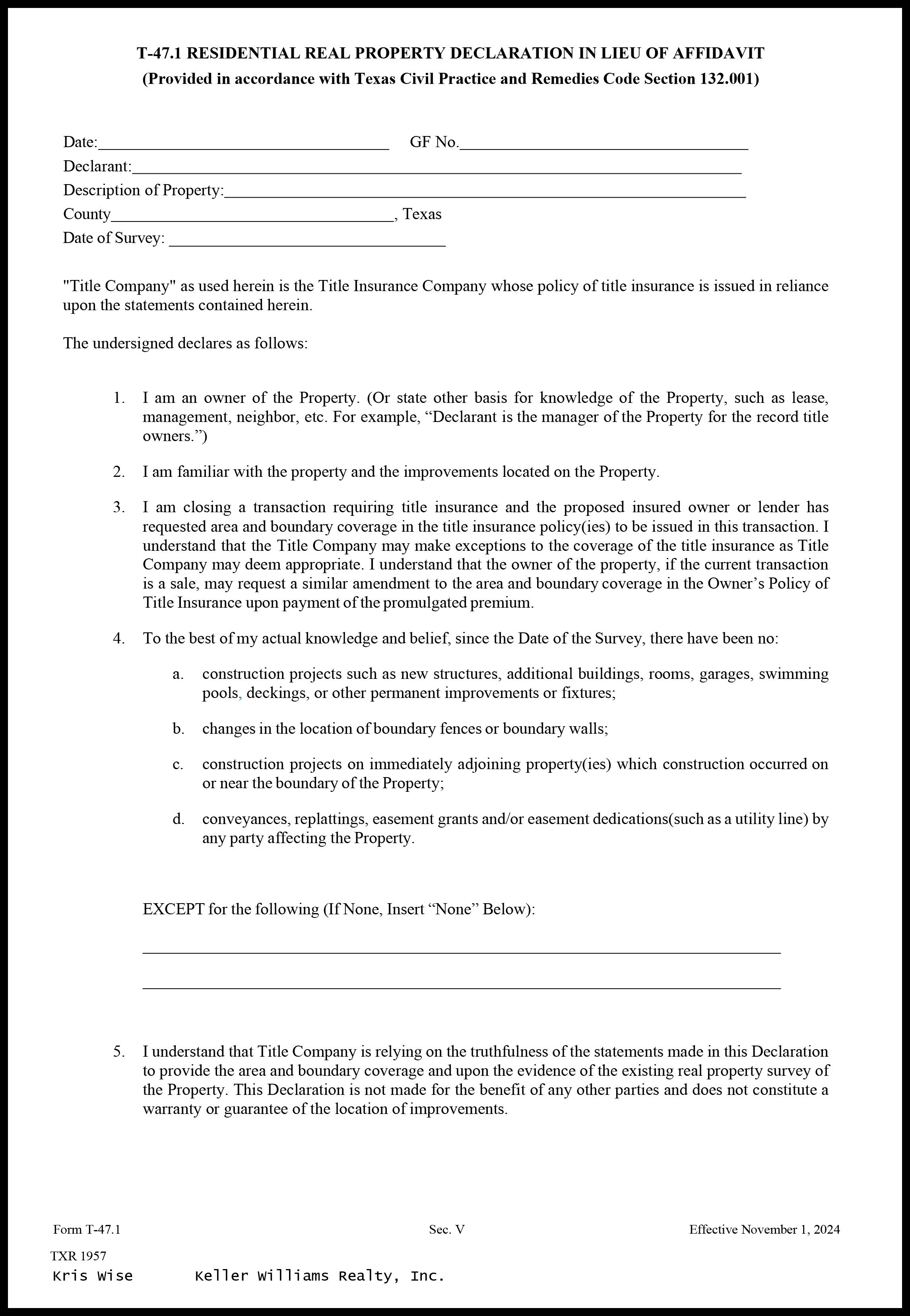 T-47 Affidavit Texas