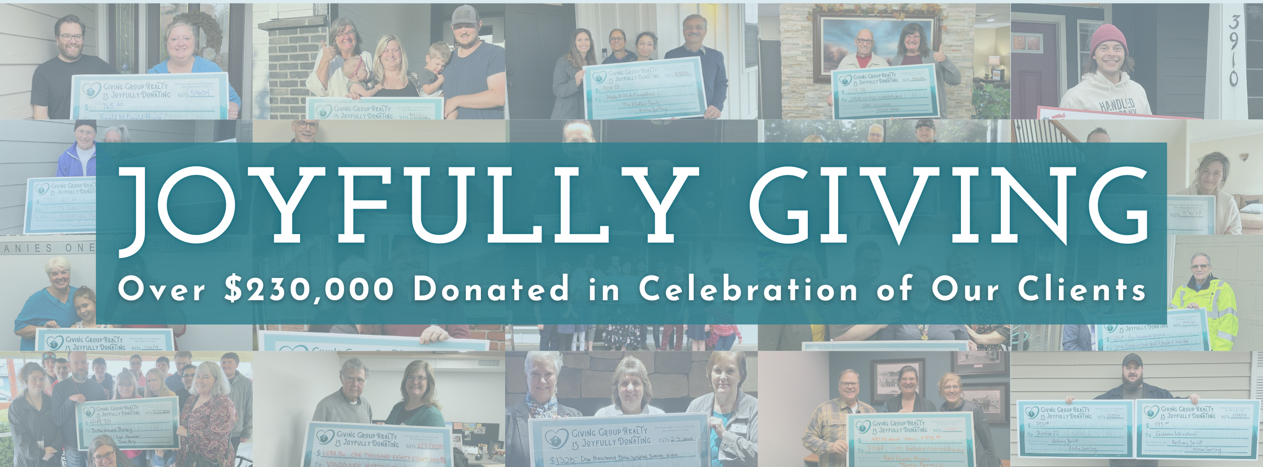 Celebration of Giving Back with over $230,000 donated by Giving Group Realty to clients in support of various charitable causes and community events
