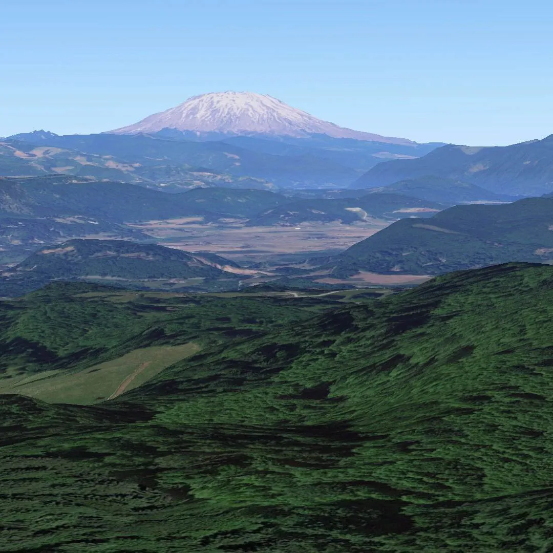 Scenic view of Mount St. Helens and the surrounding Southwest Washington landscape.