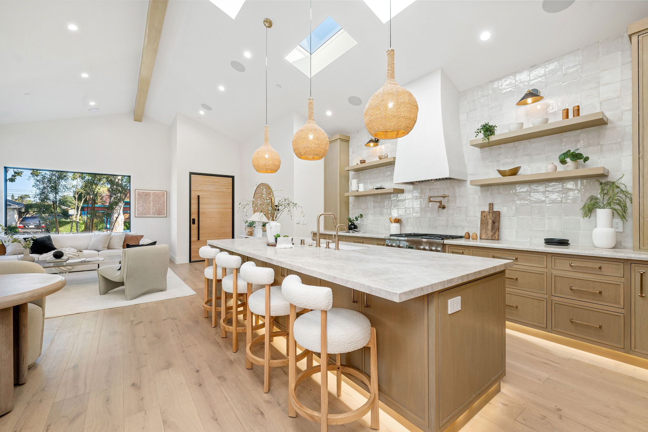 Couple cuddles on couch