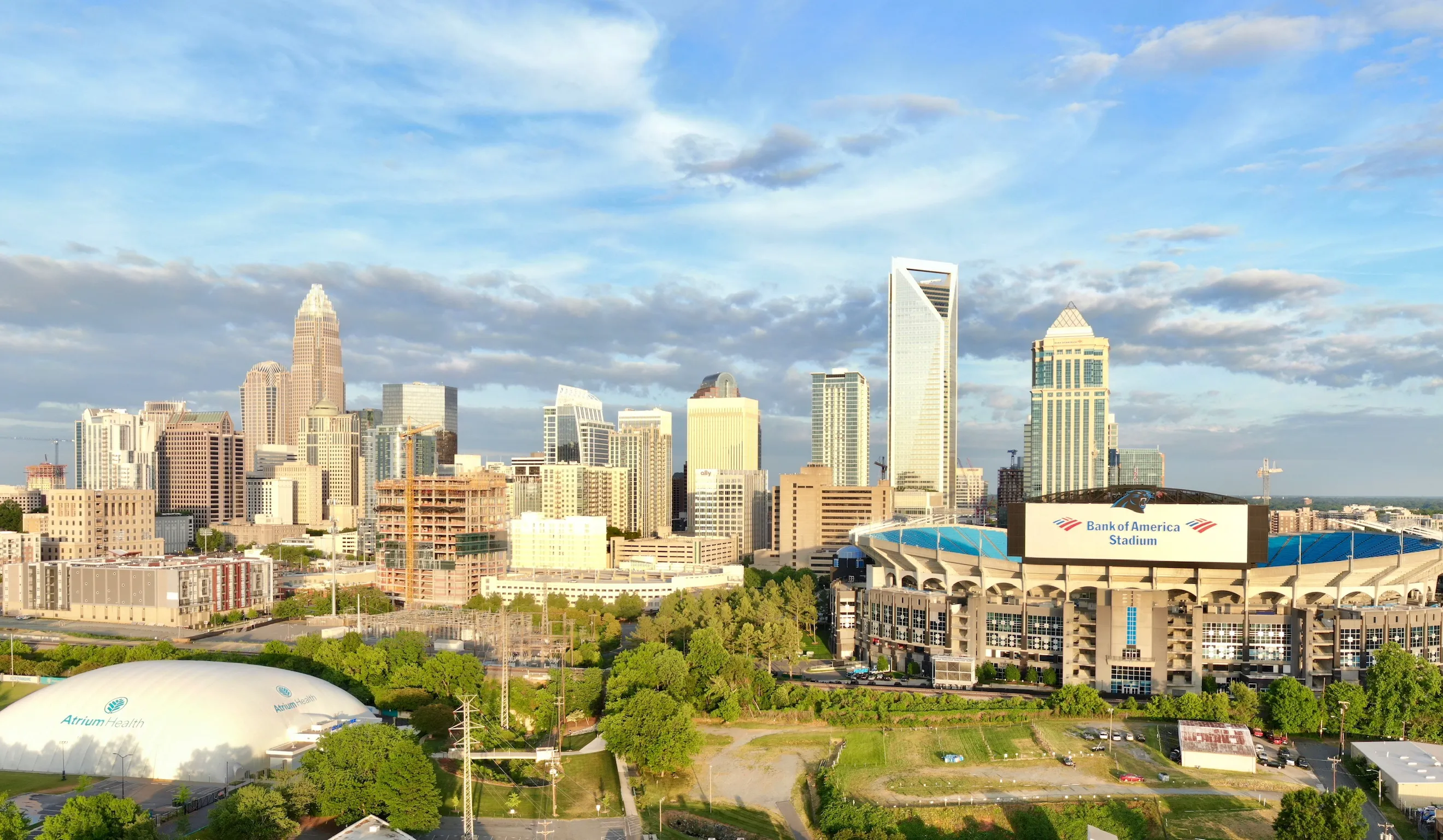 Charlotte skyline from Uptown on a clear afternoon