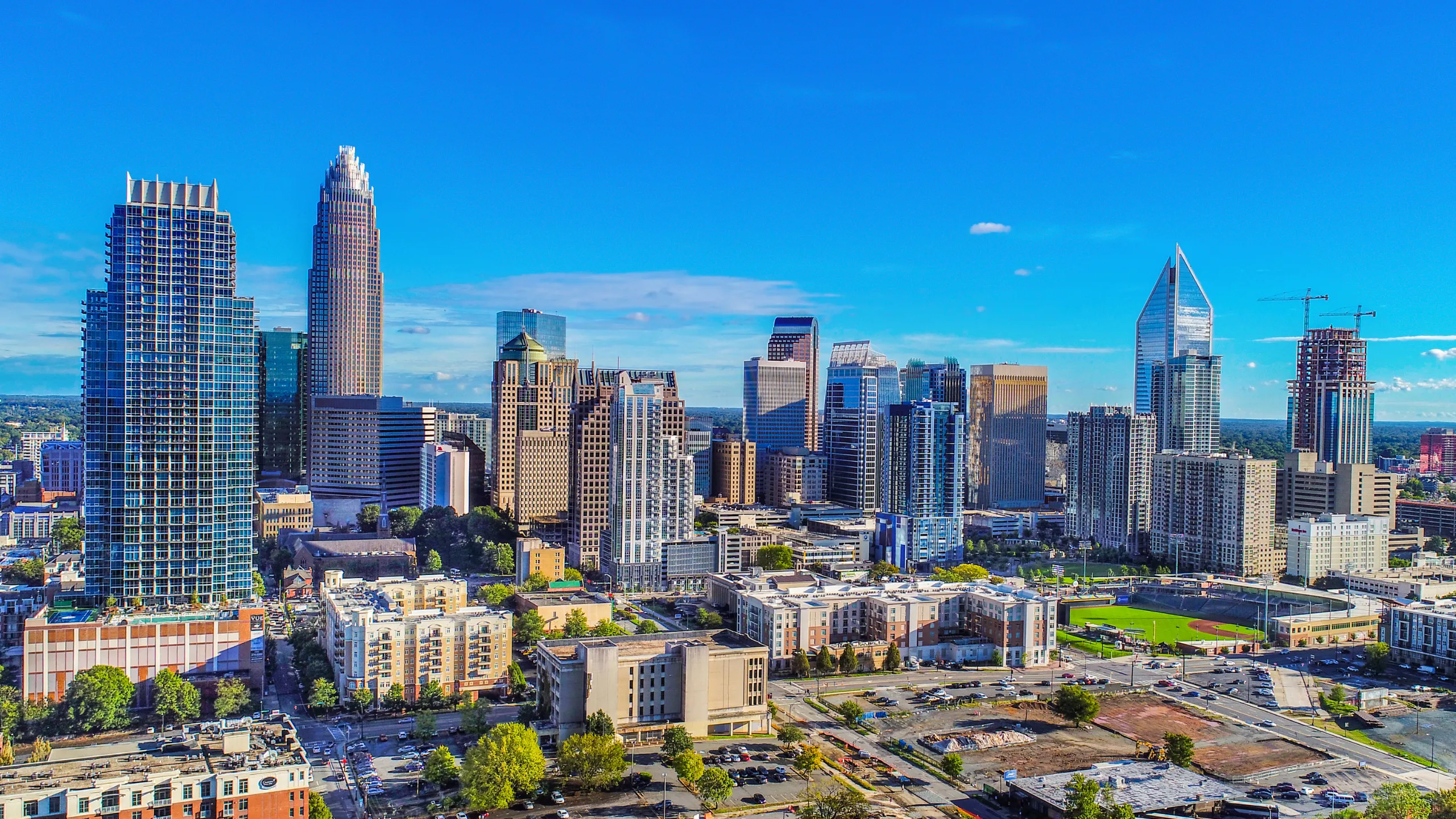 Charlotte skyline from above Uptown