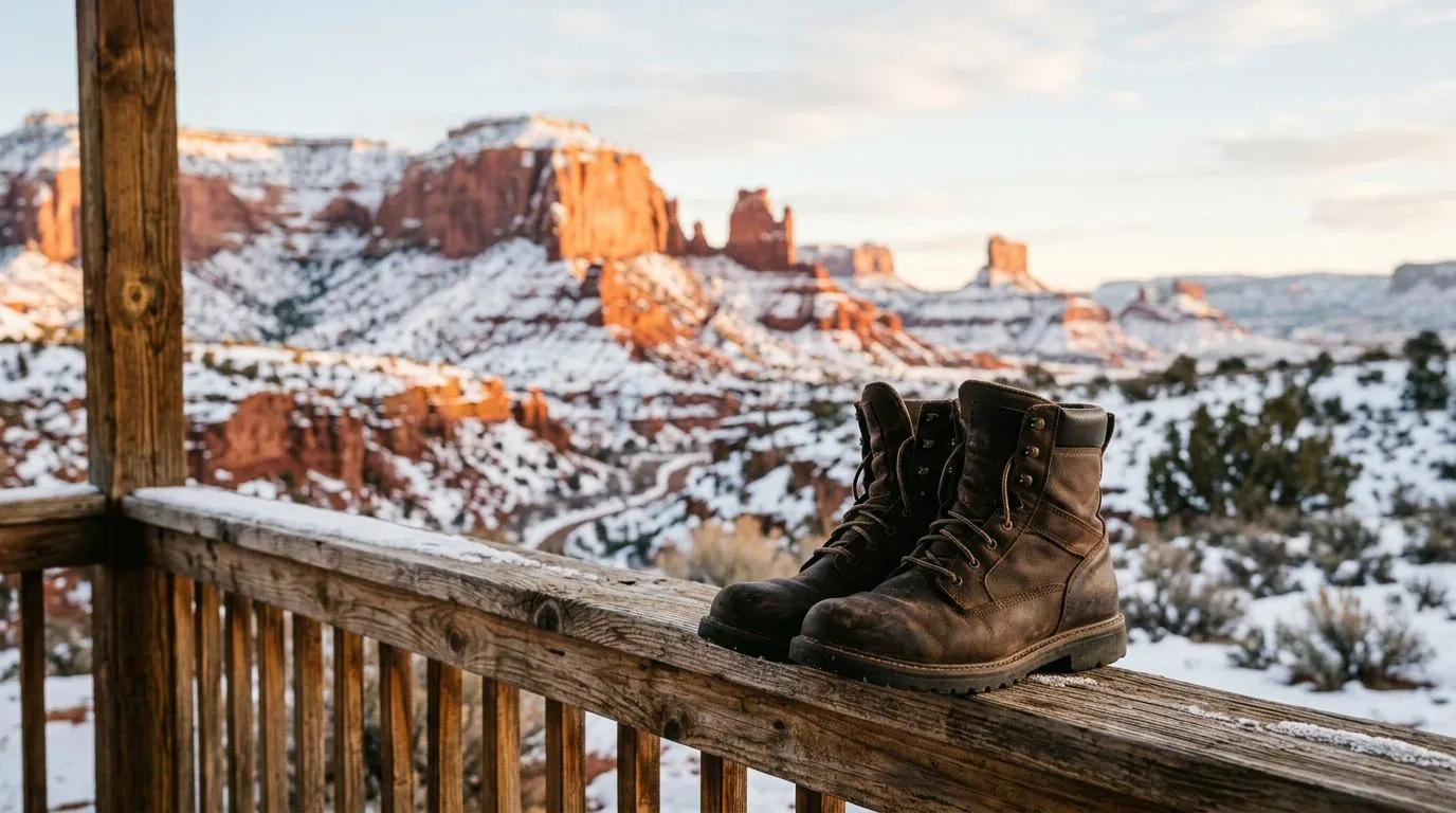 Coexistence of Red Rocks and Snow in Utah