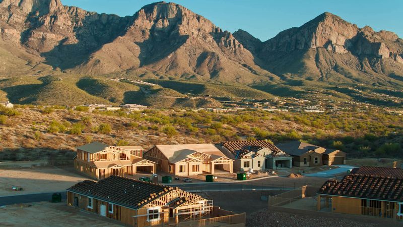 modern home sunset in background