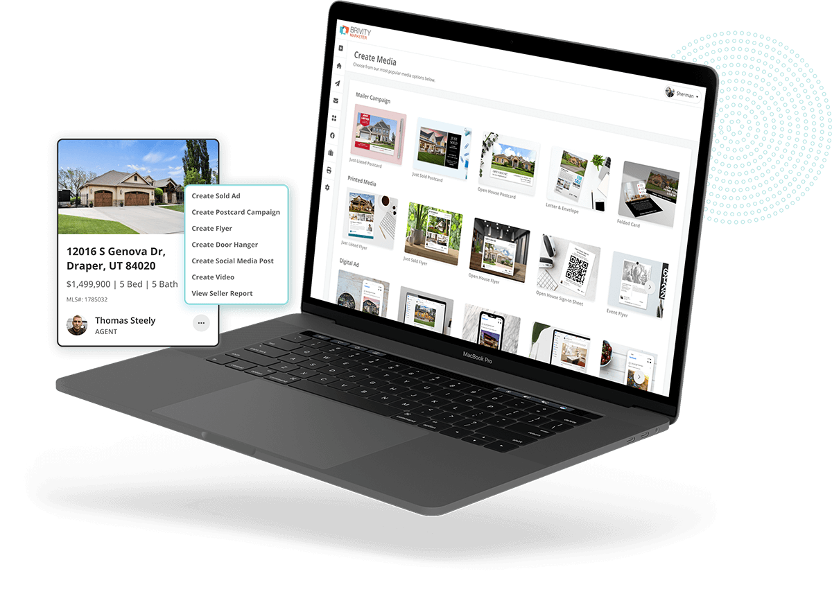 A laptop showing listing activity