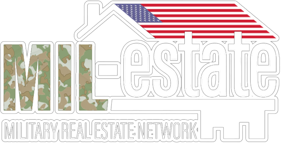 Military real estate network logo with a camouflage 