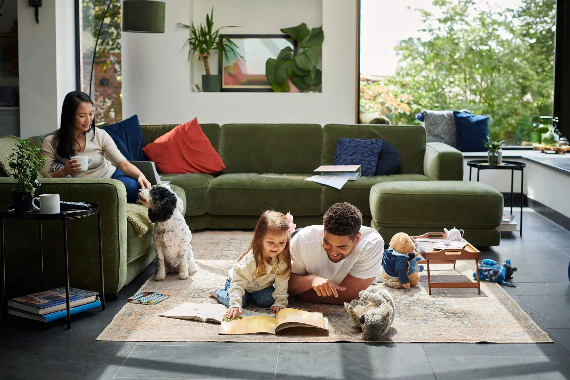 Family enjoying their home and community