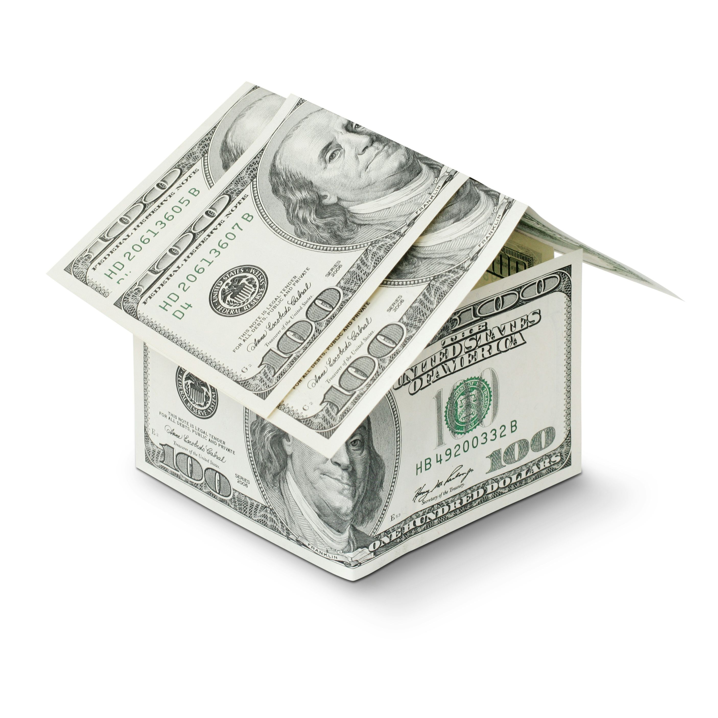 Image of money folded to resemble a house