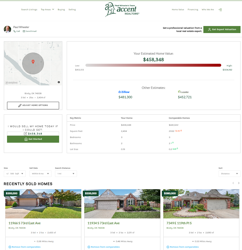 Accent Realtors of Tulsa home value tool 