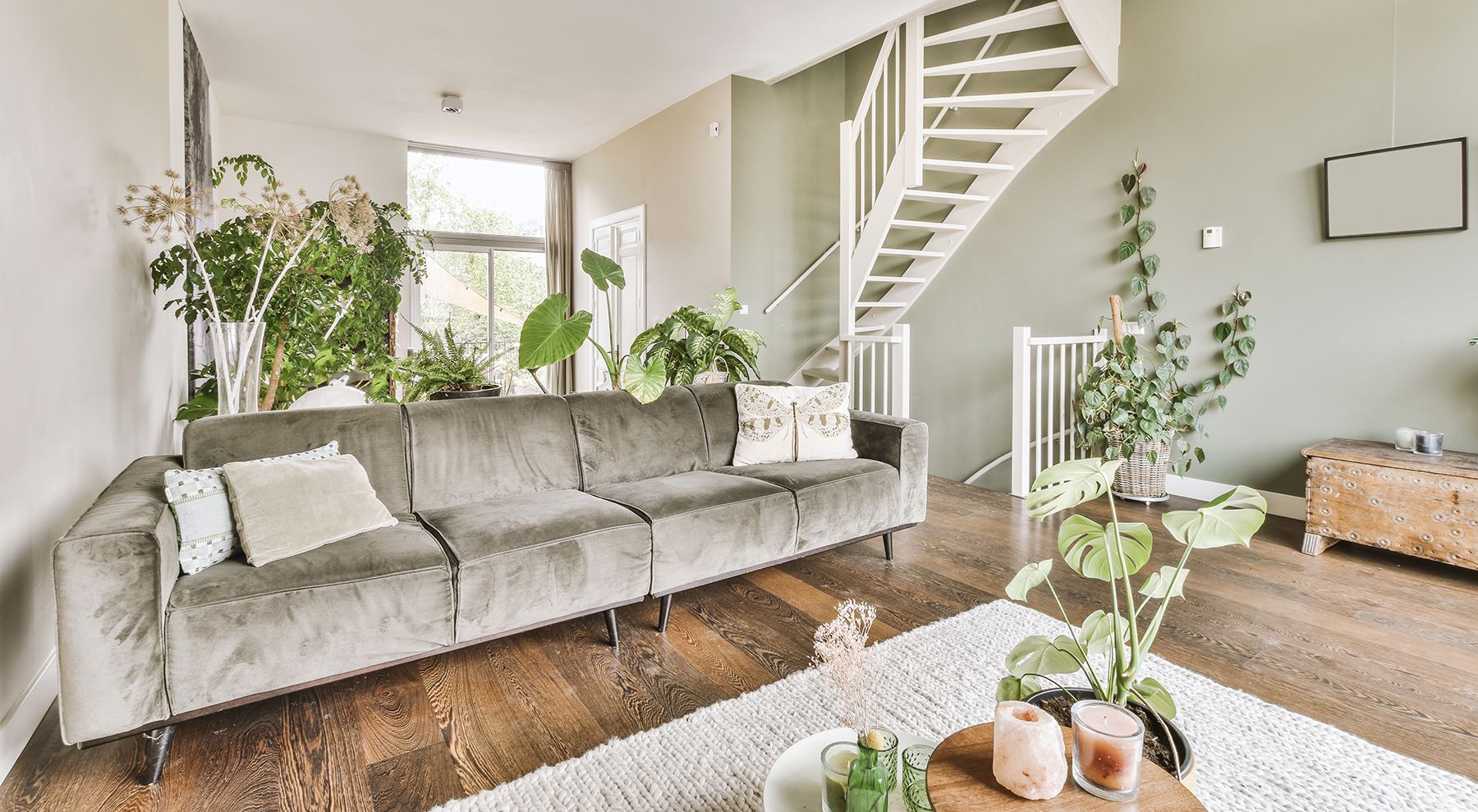 Couple cuddles on couch