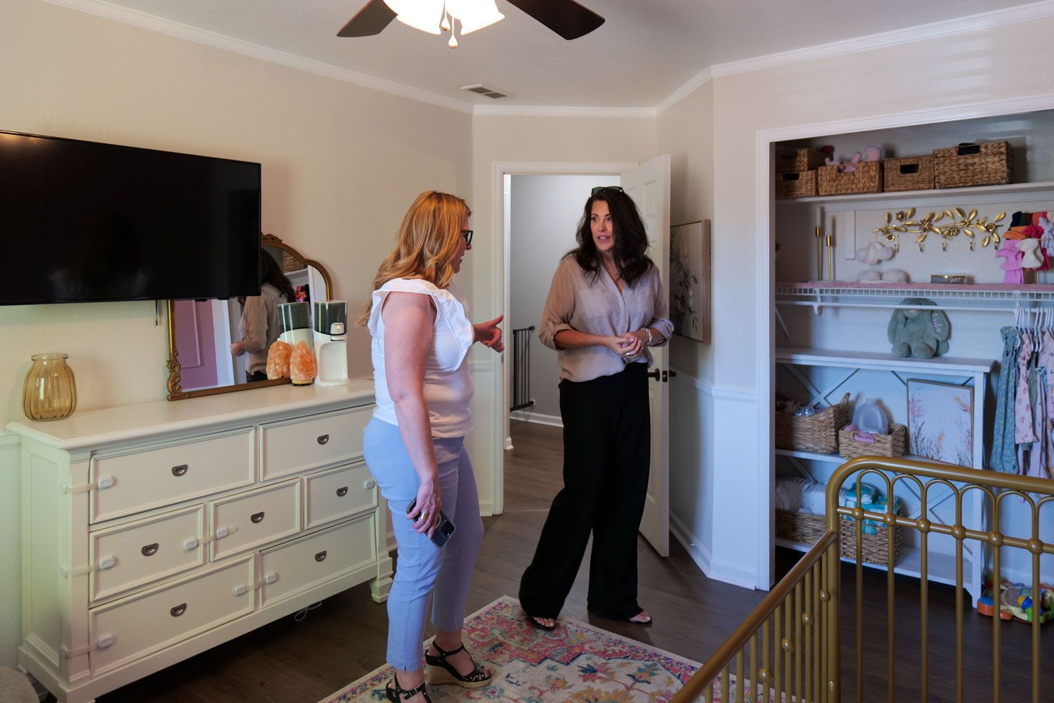 Couple cuddles on couch