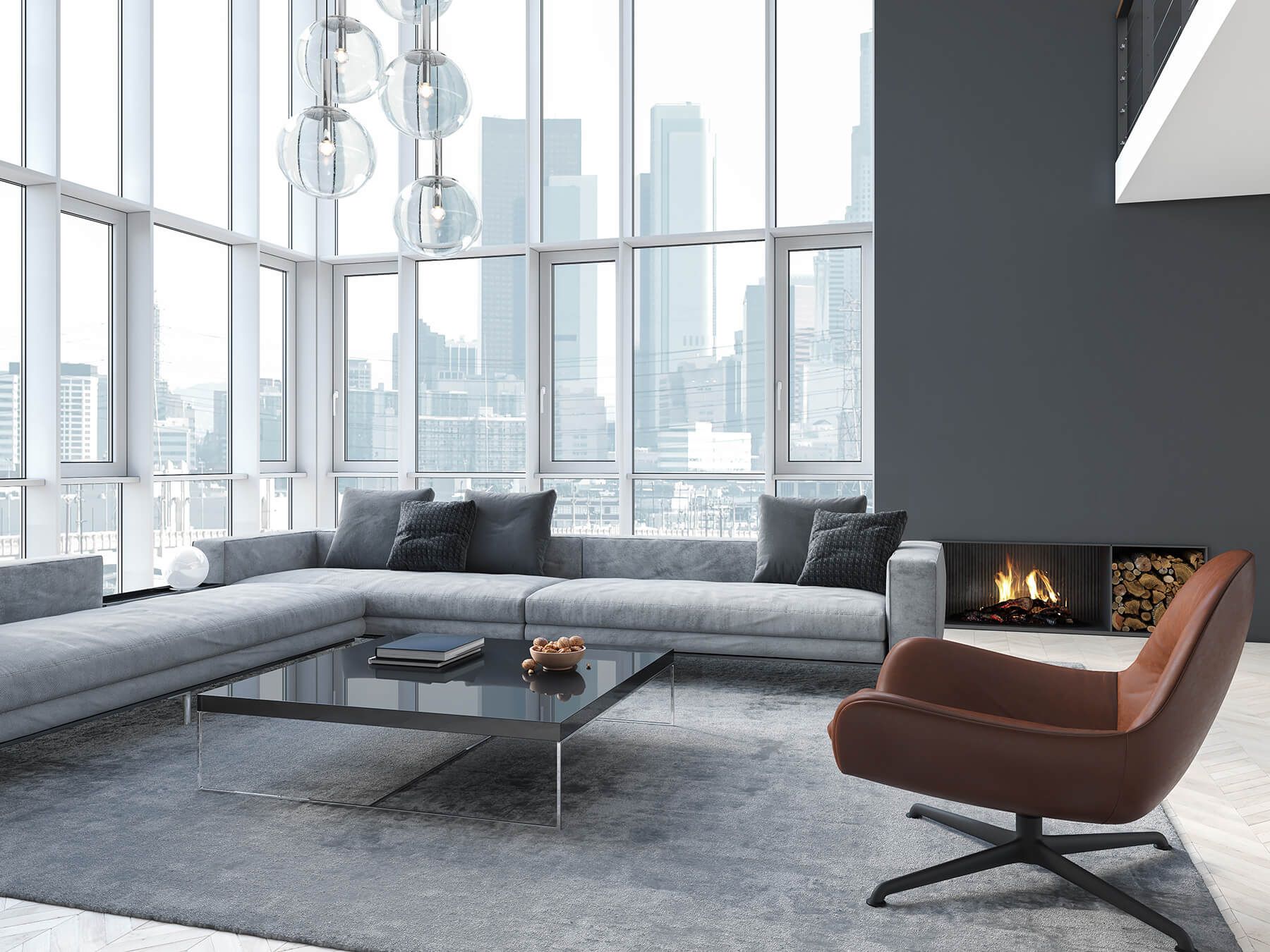 Couple cuddles on couch