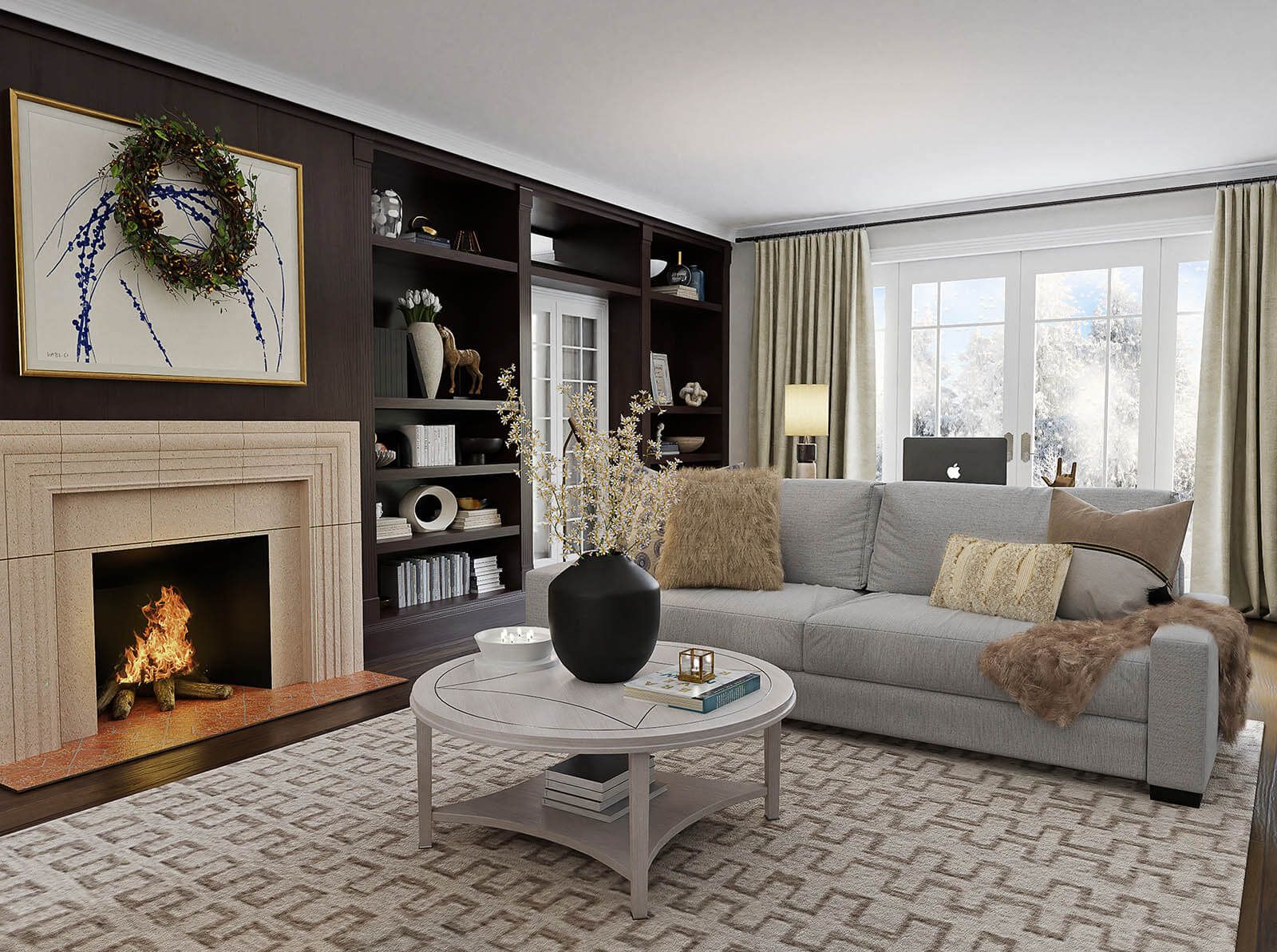 Couple cuddles on couch