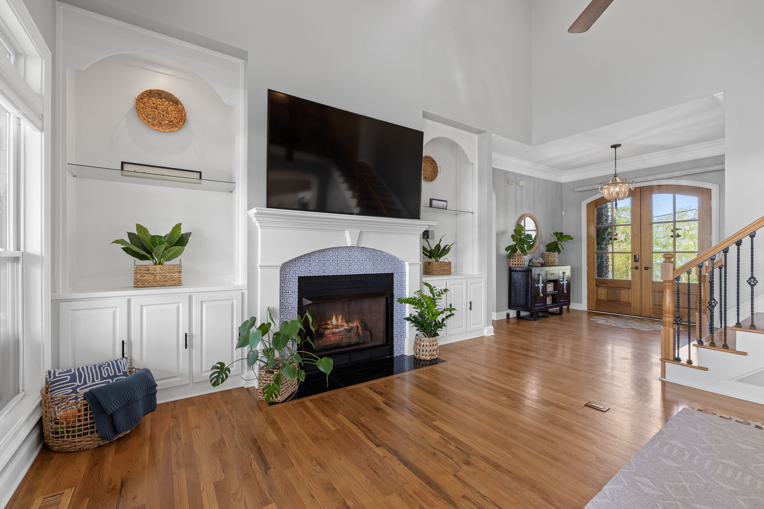 Couple cuddles on couch