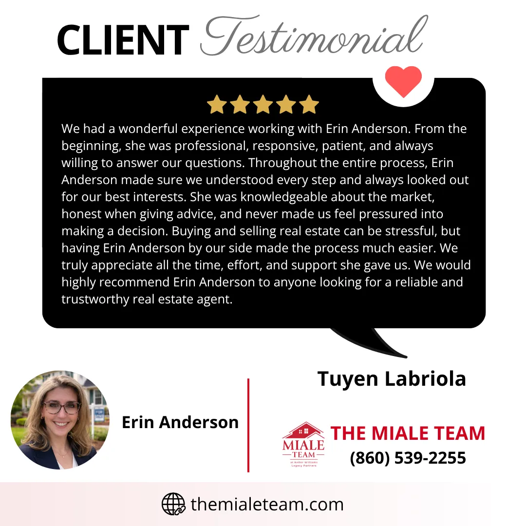 Client review featuring Erin Anderson of The Miale Team