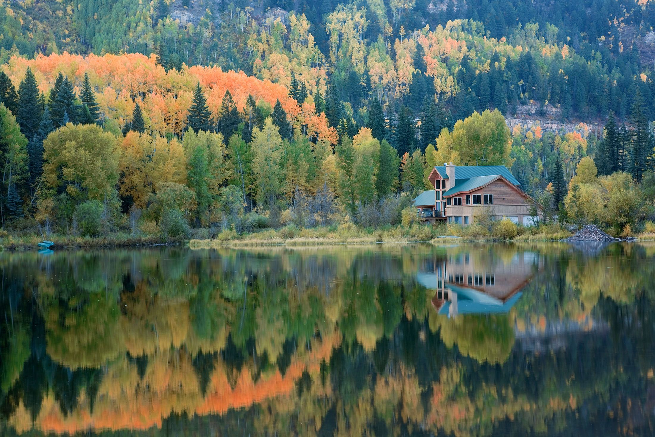 lake house in forest