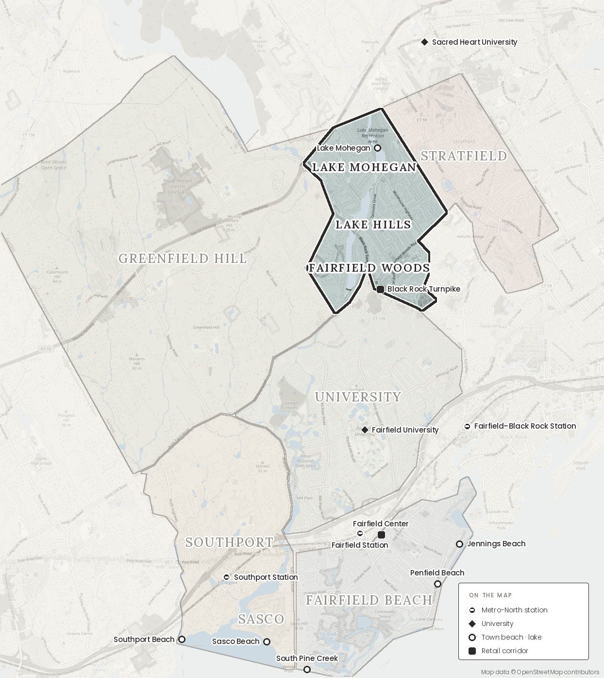 The three areas within Fairfield