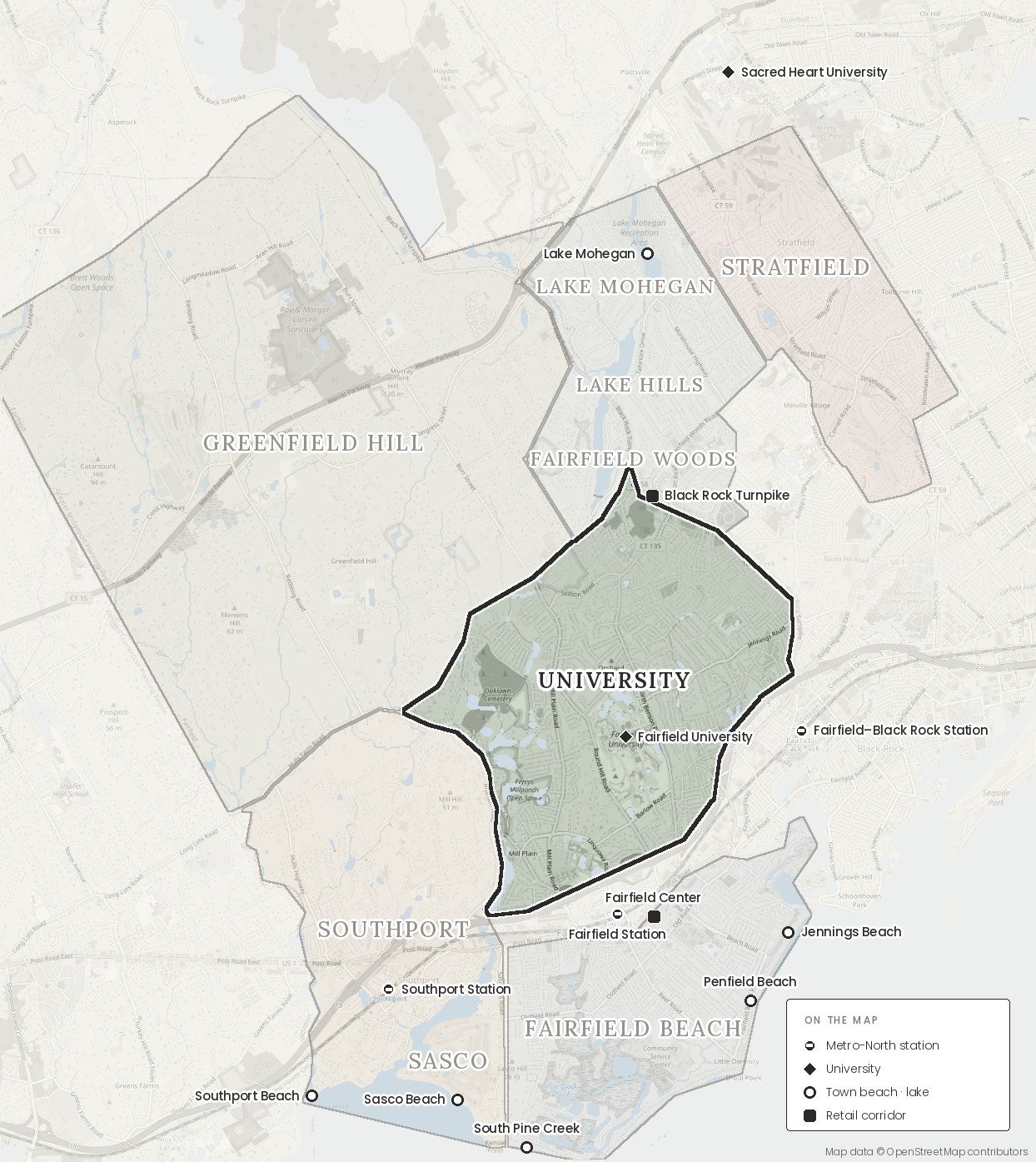 The University area within Fairfield