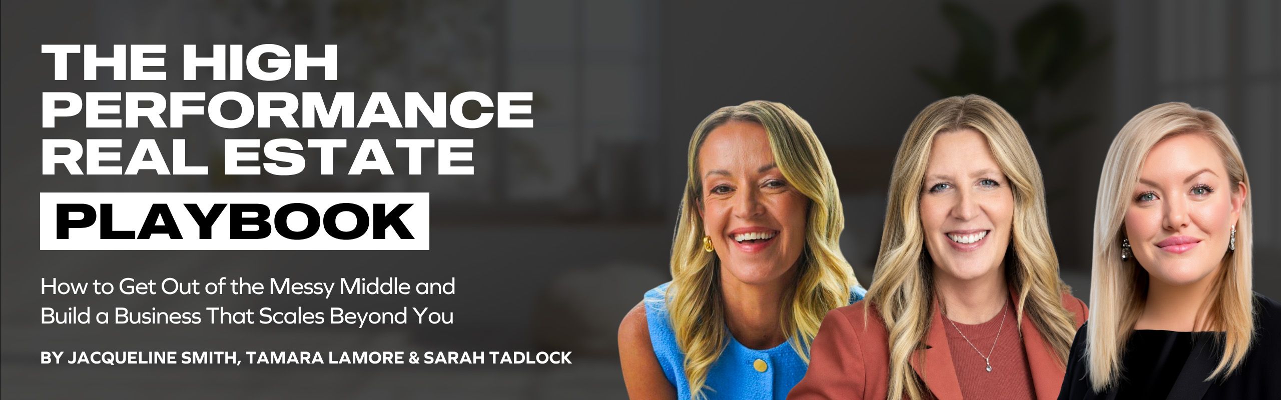 High performance real estate webinar hosted by Jacqueline Smith with a smiling woman in a blue sleeveless top.