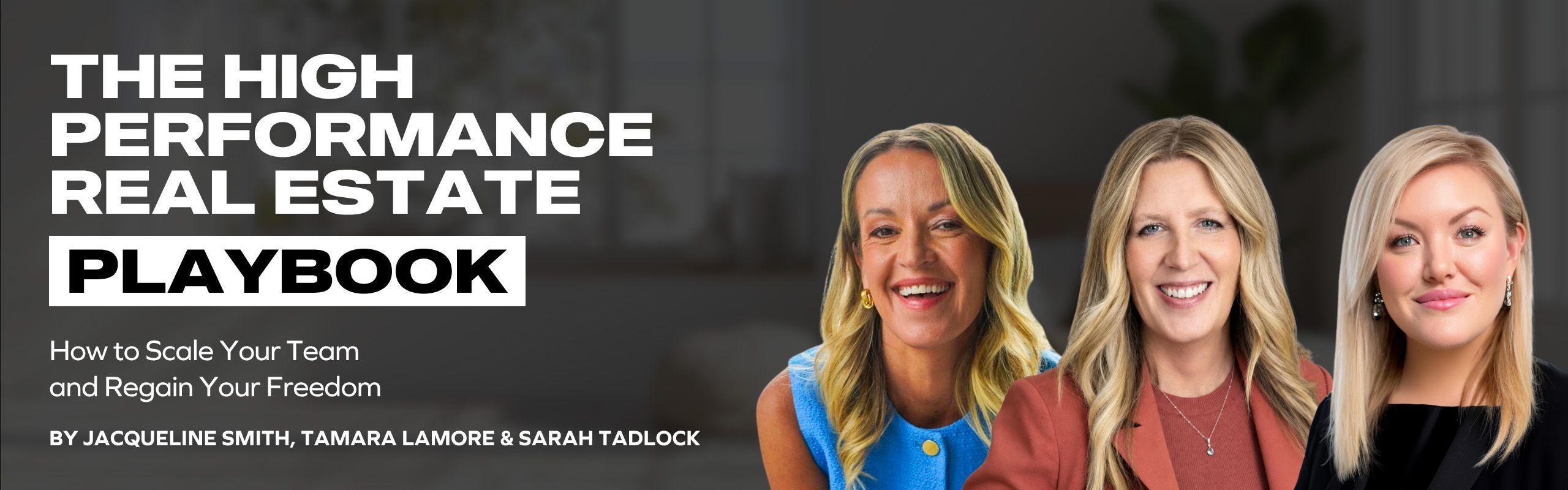 High performance real estate webinar hosted by Jacqueline Smith with a smiling woman in a blue sleeveless top.