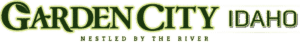 Logo of Garden City Idaho with green text and tagline 