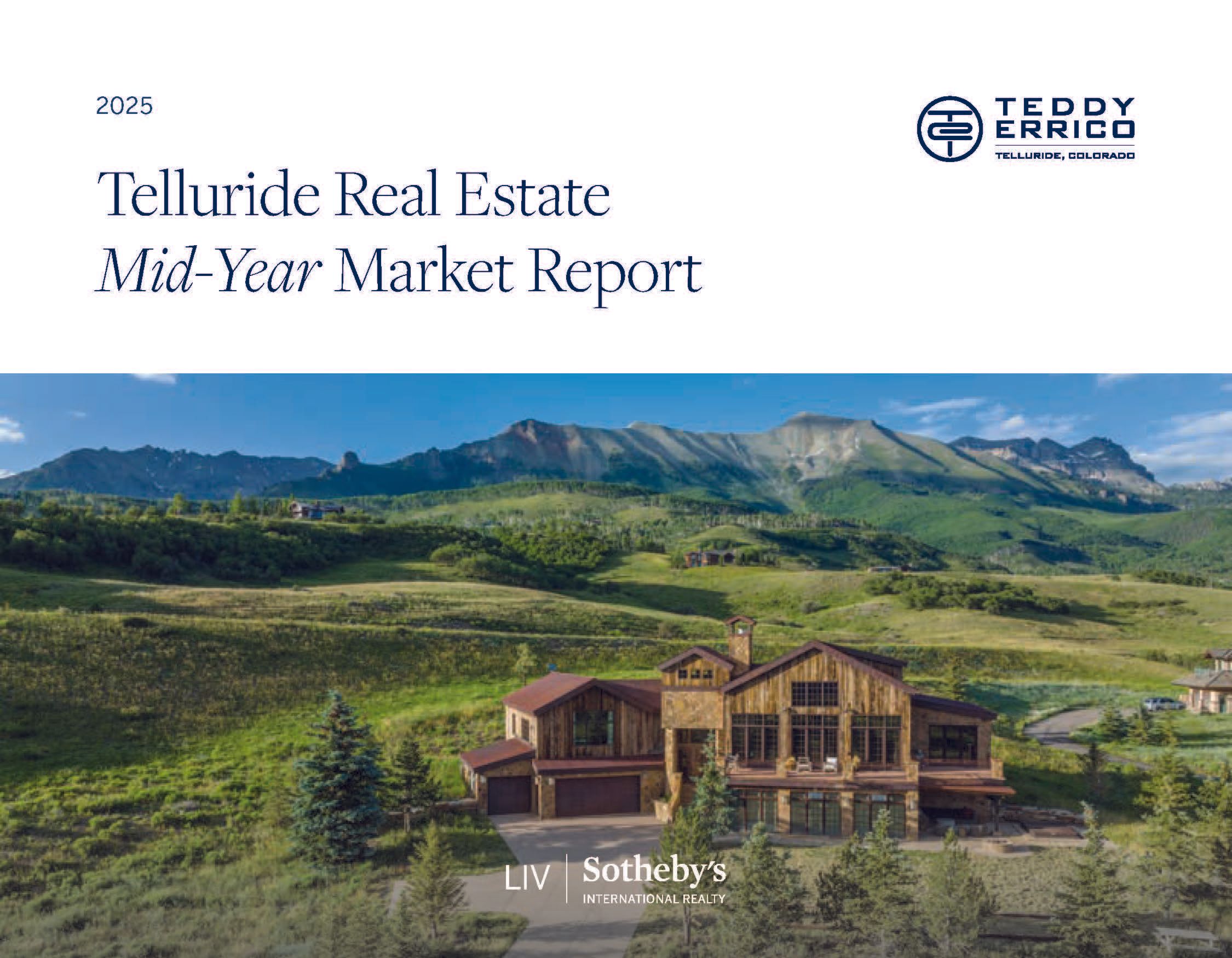 Telluride real estate quarterly market report cover page with mountain and townscape views at Telluride, Colorado