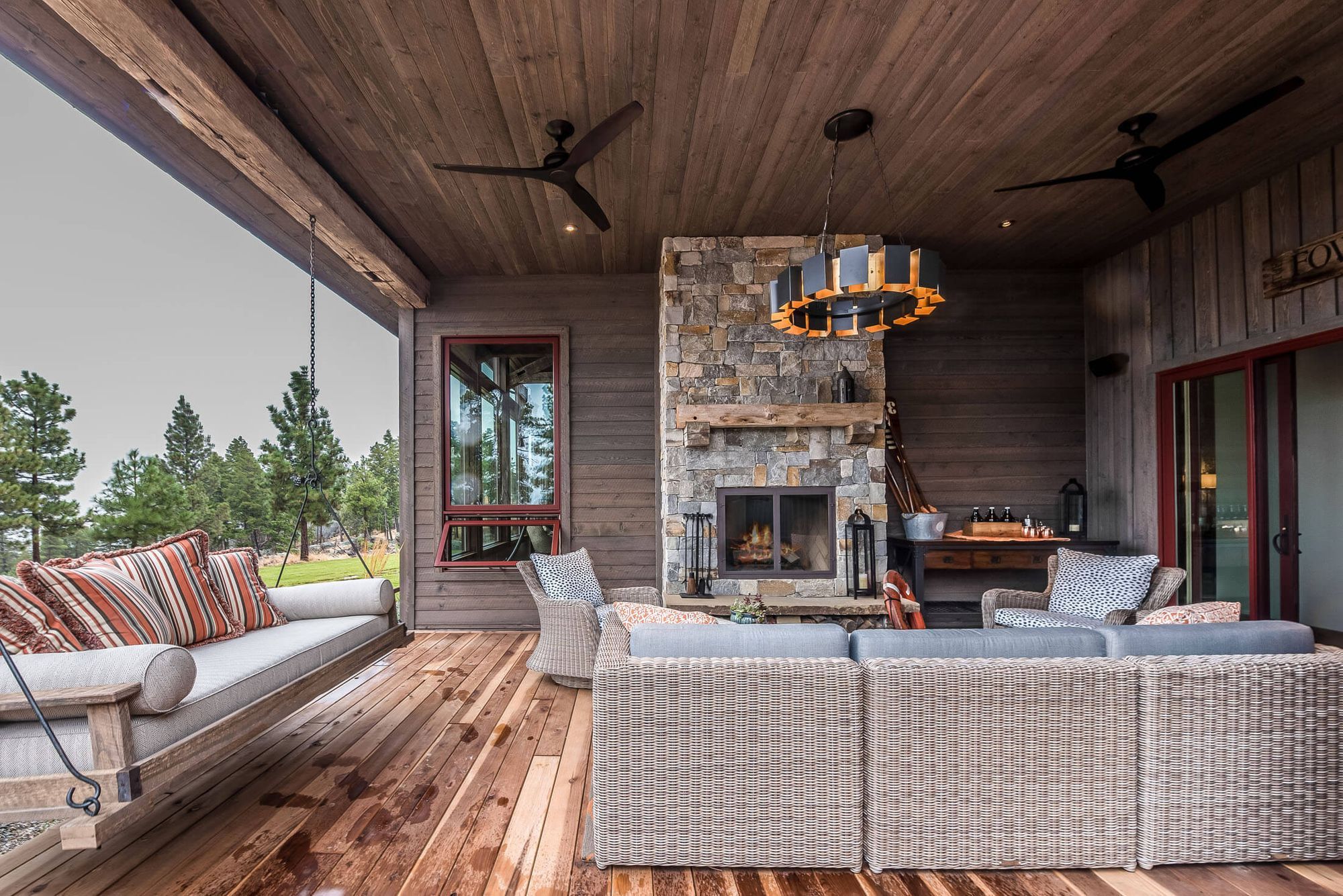 Rustic home with stone fireplace in Eastern Idaho