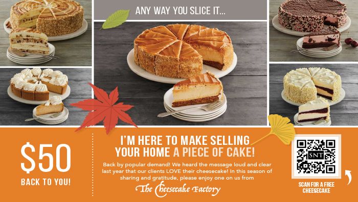 Free Cheesecake Promo Postcard
